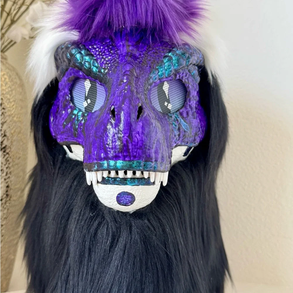 Dino Furry Mask /Fursuit Mask. description in photo. Nub tail and stand included